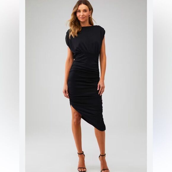 LINE & DOT DESIREE RUCHED MIDI DRESS New XS - Picture 1 of 10